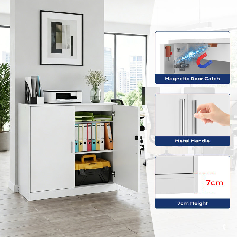 87 cm W 2 -Drawer Filing Cabinet, White