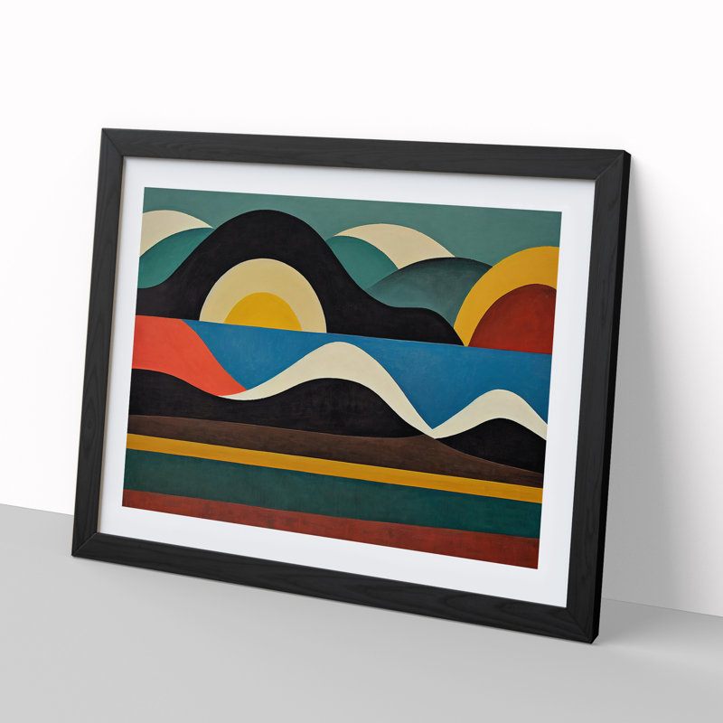 Abstract Landscape Hills - Framed Print, 46cm H x 64cm W x 2cm D, Black