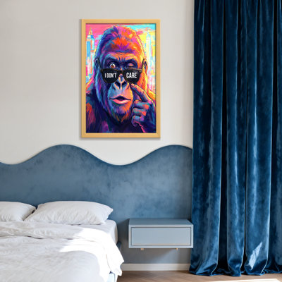 Animals Colorful Gorilla With Sunglasses And City Background