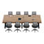 Ensemble de table de conférence en bois massif de style industriel avec chaises en filet noir-831740985