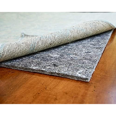 12' X 15' Premium Luxury Non Slip Rug Pad 1/4 Thick Dual Surface Felt + Rubber Gripper - Safe For All Floors, Synthetic Fiber, Grey