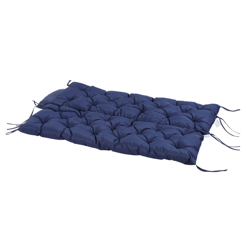 Outsunny Tufted 3-Seat Outdoor Bench Cushion, Blue Polyester Swing Pad, 59" x 19"