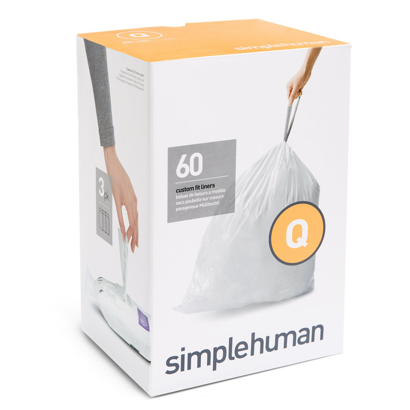 Simplehuman Liners 17 Gallons 50% Post-Consumer Recycled Plastic Trash Bags - 60 Count