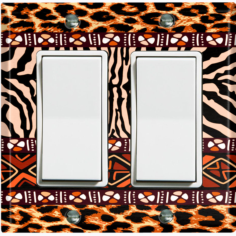 Couvercle de prise en métal pour interrupteur de lumière (motif safari tribal guépard africain - bascule simple)