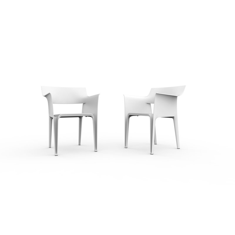 Pedrera Stacking Patio Dining Chair, White