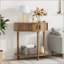 Console demi-lune avec design rainuré et rangement ouvert