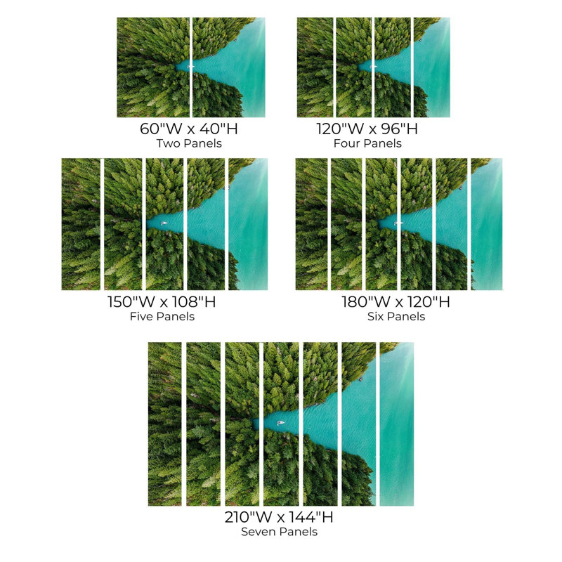 Murale pelez et collez de qualité supérieure - Forêt du lac Emerald, L 120 po x L 96 po