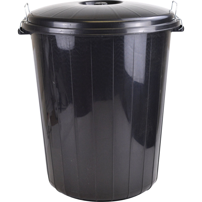 Plastic Manual Lift Kitchen Trash Can, Black, 50, 46cm H x 42cm W x 42cm D