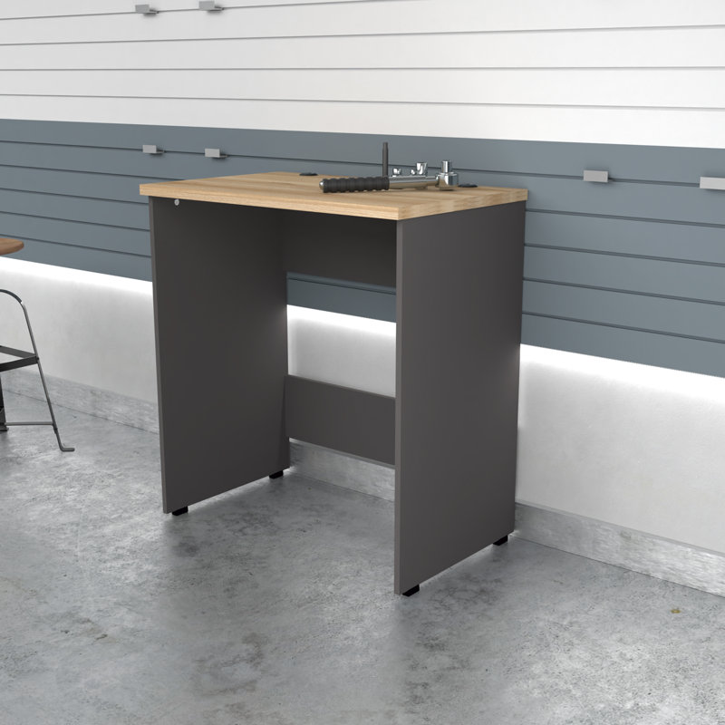 Hanswalter 31" Workbench/Table, Dark Gray & Maple