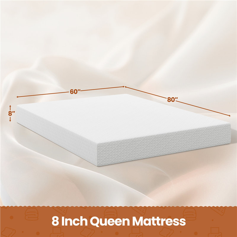 Matelas multi-tailles en mousse viscoélastique gélifiée rafraîchissante au parfum de thé vert, Grand lit, 8"
