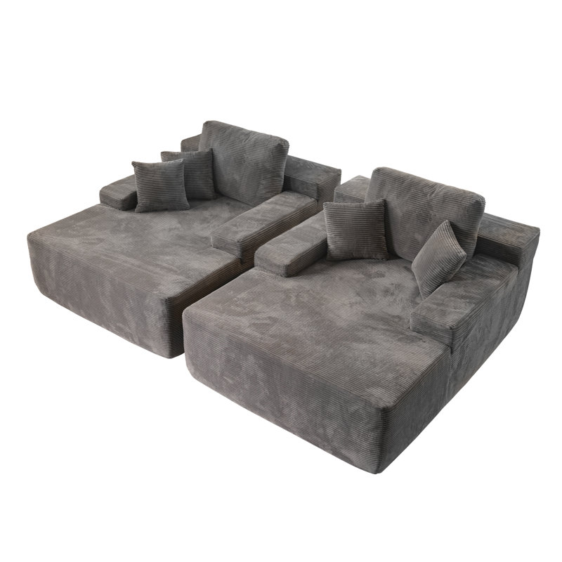 Ensemble de chaises longues surdimensionnées et compressées Cloudelle, ensemble de 2 chaises profondes de 48,4 po avec coussins, canapé en velours côtelé moelleux pour le salon, la chambre à coucher ou le bureau - sièges confortables et peu encombr