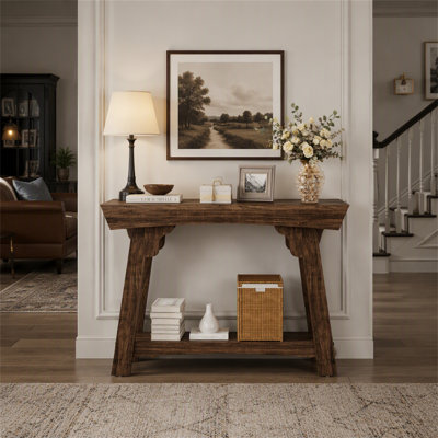 41" Console Table, Farmhouse 2-Tier Sofa Table Entryway Table with Storage Shelf