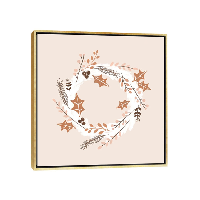Couronne de Noël par Orara studio-reproduction d’art, Toile encadrée d'or, Pas de tapis, H 26 po x l 26 po x P 1,5 po