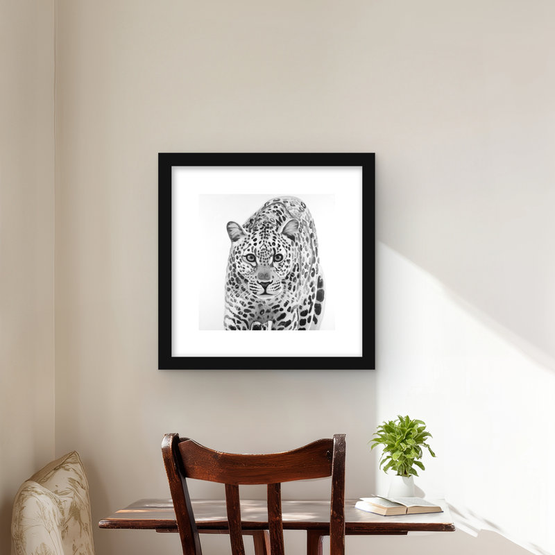 «Leopard Ready to Attack - Wildlife Living», reproduction encadrée