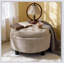 25 Inch Round Storage Ottoman With Tray, Modern Tufted Fabric Circle Coffee Table For Living Room And Bedroom-341801845