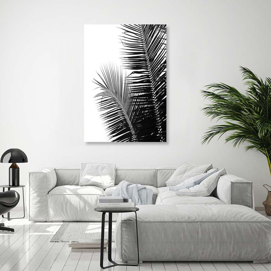 Leinwandbild Palm Leaf Black White