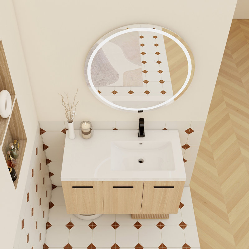Meuble-lavabo flottant mural 36 po avec lavabo, Droite