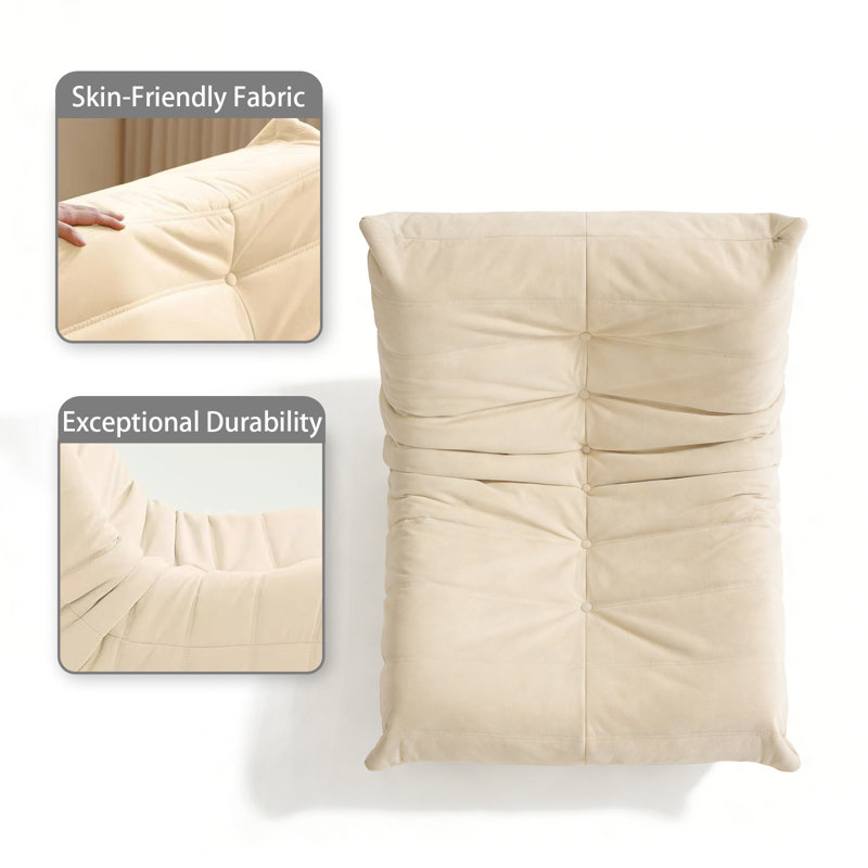 Relaxed Comfort Button-Tufted Memory Foam Bean Bag Chair, White