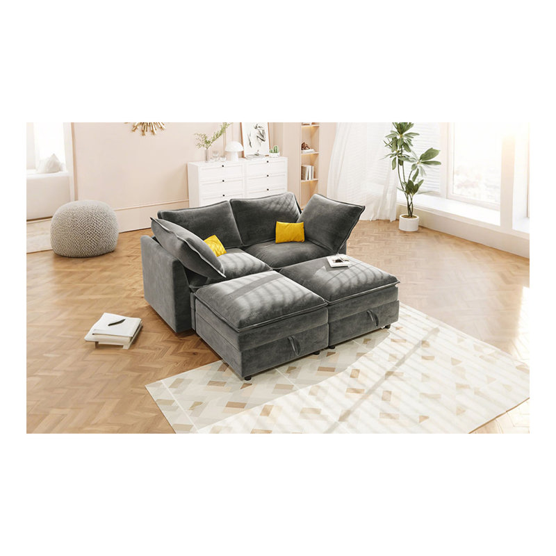 Canapé 4 pièces avec rangement Mirod, Gris