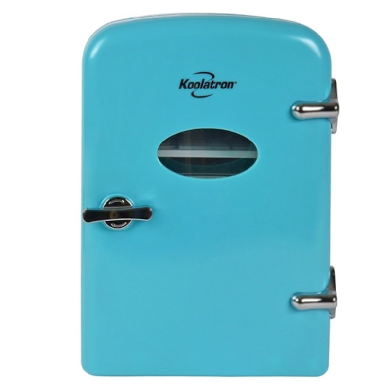 Koolatron Retro Mini Fridge 4L 6 Can Portable Cooler Warmer for Bedrooms, Blue