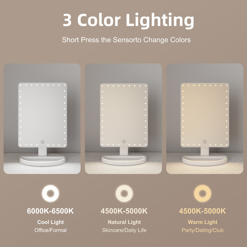 Rectangle Freestanding Makeup / Shaving Mirror