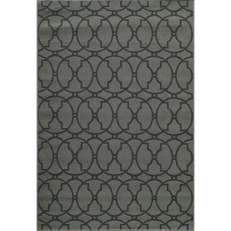 Tapis d'intérieur / extérieur gris anthracite tissé à la machine Yepez, Rectangle 6 pi 7 po x 9 pi 6 po