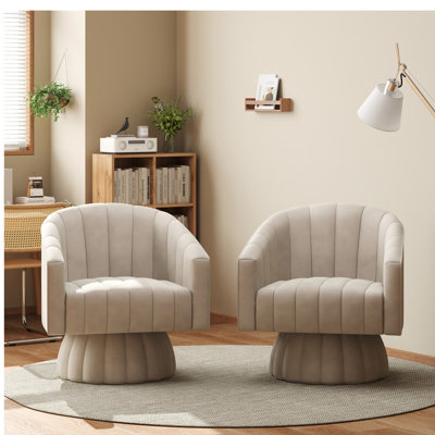 Ensemble de 2 fauteuils pivotants rembourrés surdimensionnés