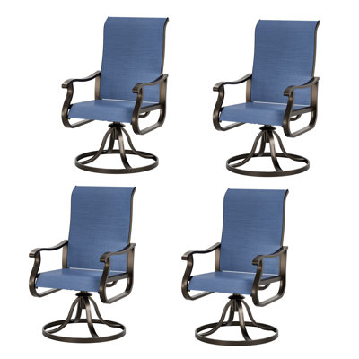  4-Piece 360° Swivel Outdoor Dining Chairs – Ergonomic Patio Dining Set for Backyard, Balcony & Outdoor