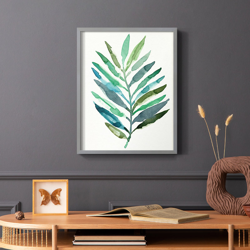 Palm Frond Flow IV, reproduction encadrée - bois massif, Cadre simple gris, H 10 po x l 8 po