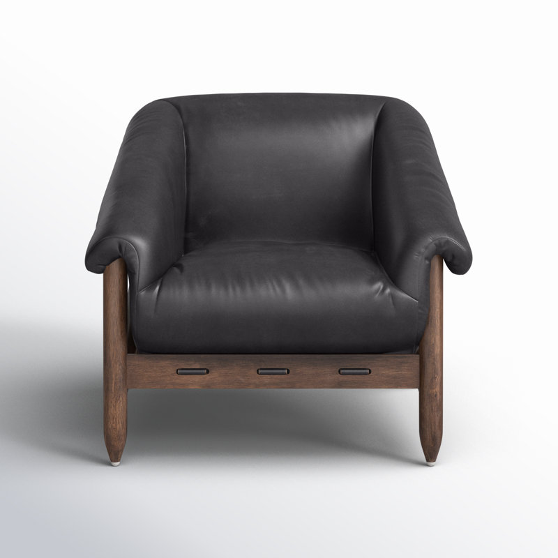 Reggie Armchair, Heirloom Black Genuine Leather