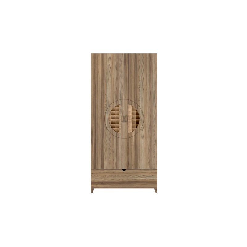 Shawny 2 Door Solid Wood Wardrobe,  Retro Oil
