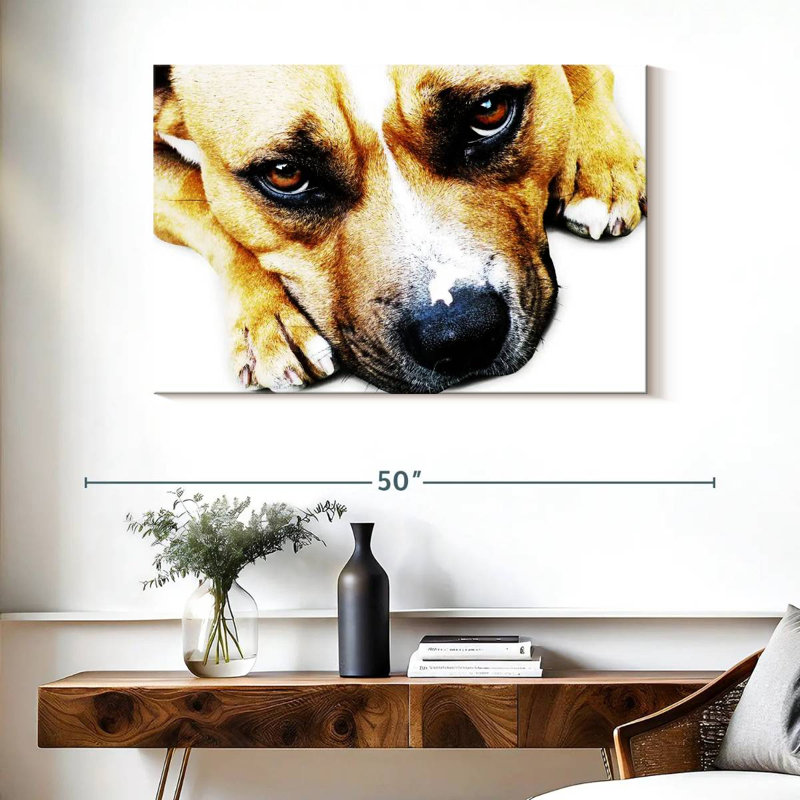 Bull-terrier aux yeux, H 26 po x l 39 po