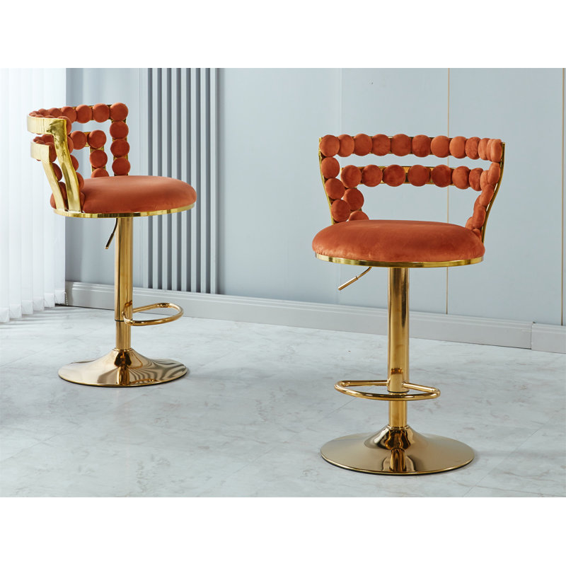 Chaise de bar moderne avec pieds en tube de fer de couleur dorée, Doré