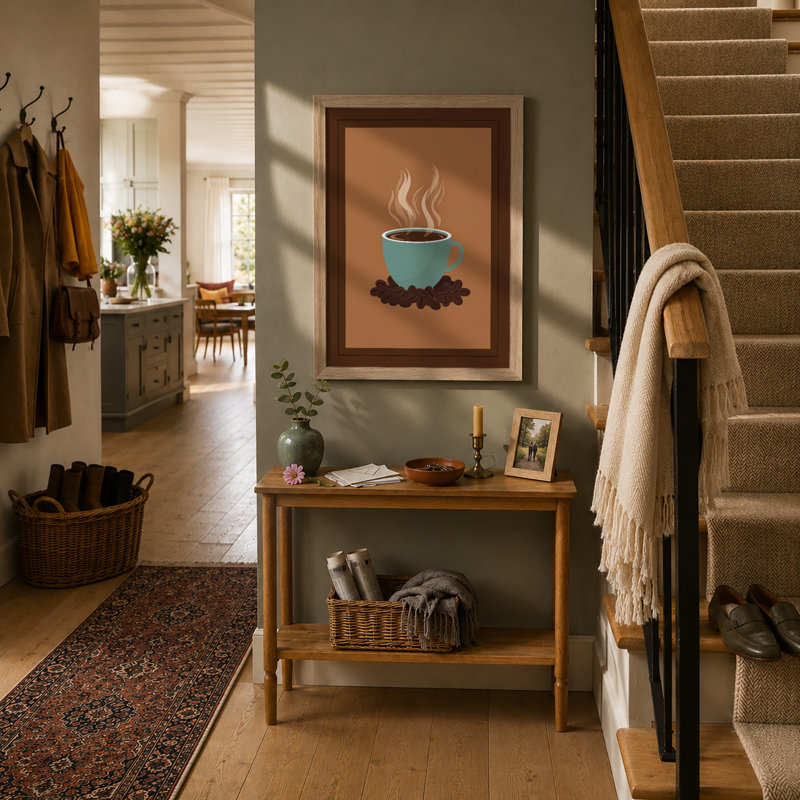 Steaming Coffee Modern - Framed Print, Oak, A4 - 29.7 x 21.0 cm