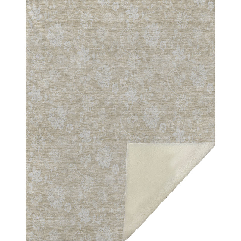 Jeté Sherpa ASB653 moderne lavable à la machine Addison, Beige, ASB681 Floral