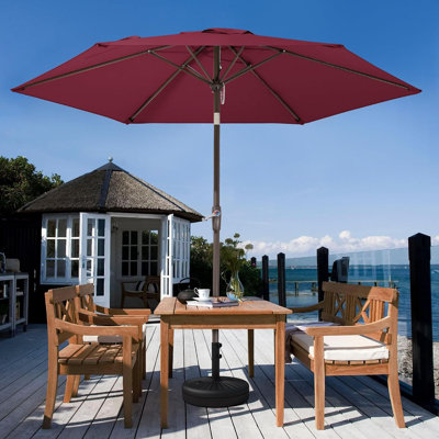  Parasol de table bourgogne de 7,5 pi avec 6 baleines robustes, parasol inclinable à bouton-poussoir pour jardin, terrasse, cour, piscine et plage