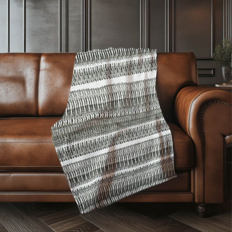 Jeté à rayures Addison Sherpa ASB589, Gris