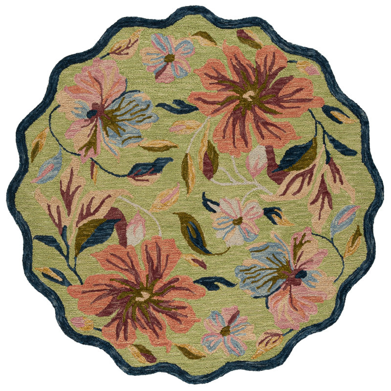 Jardin Hand Tufted Wool; Cotton Floral Indoor Rug, Round 6'