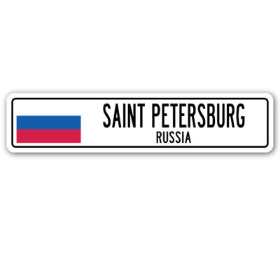 Saint Petersburg Ru Street Sign Heavy Duty Plastic 4" X 18"
