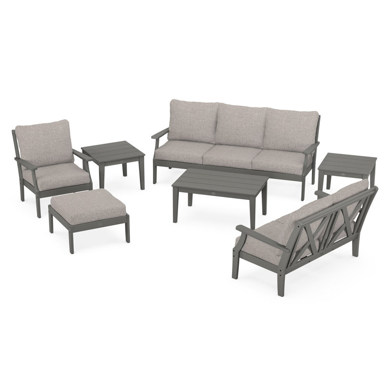 Braxton 7-Piece Deep Seating Set, Slate Grey, Weathered Tweed