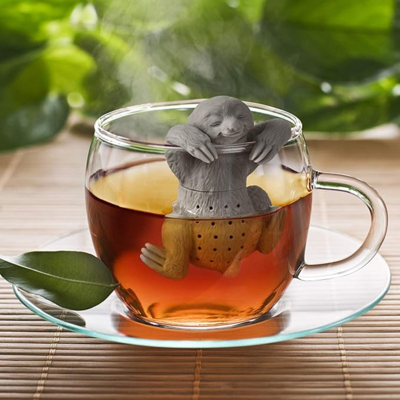 Slow Brew, infuseur à thé en silicone paresseux, gris, cadeau amusant pour les amateurs de thé, gadget de cuisine intelligent