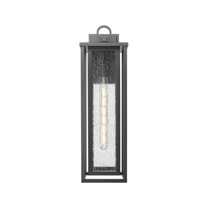Ashland 1-Light 8" Matte Black Coastal Outdoor Sconce With Seeded Glass, Seeded, 23, Matte Black