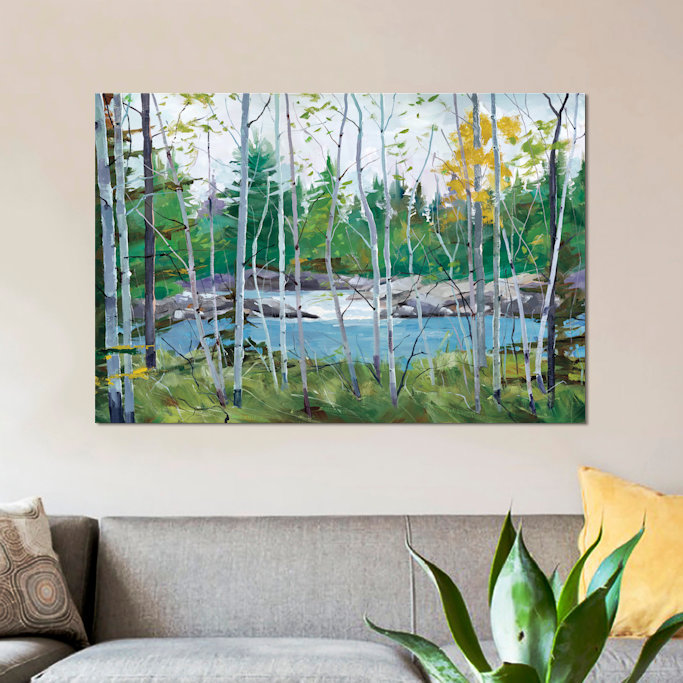 « oxtounge rapids », reproduction d’art sur toile tendue, H 18 po x l 26 po x P 1,5 po, Toile avec cadre noir, Pas de tapis