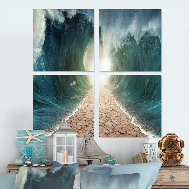 " Pathway Through The Parted Seas " 4 - Pieces Painting Print on Canvas