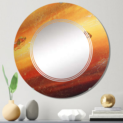 Courir les chameaux pendant une tempête de sable - Miroir mural traditionnel rond