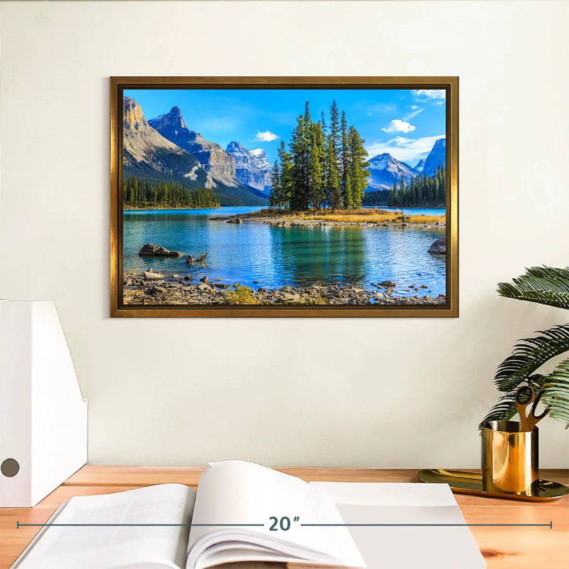 Lac Maligne, Cadre flottant doré, 13 po x 9 po