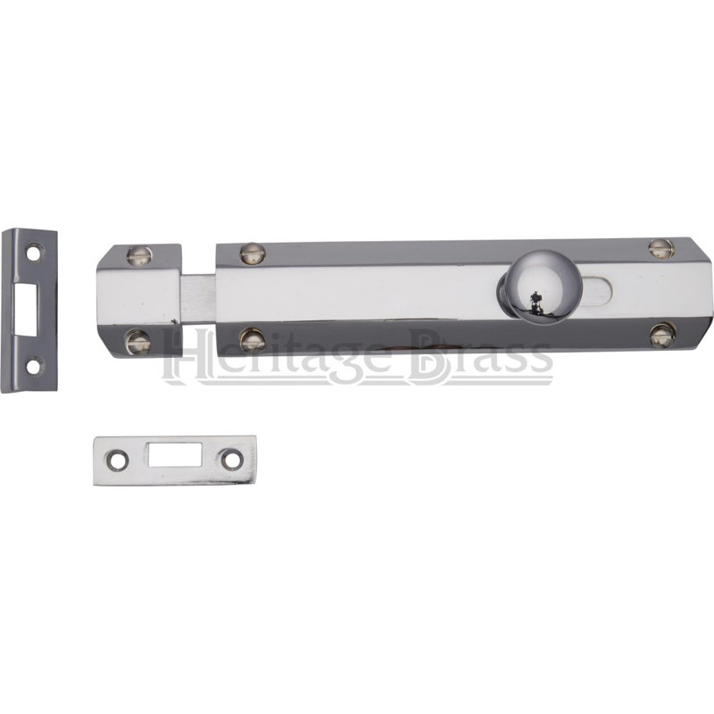 Heritage Brass Heritage Door Bolt Flat, Polished Chrome, 10.16 cm W