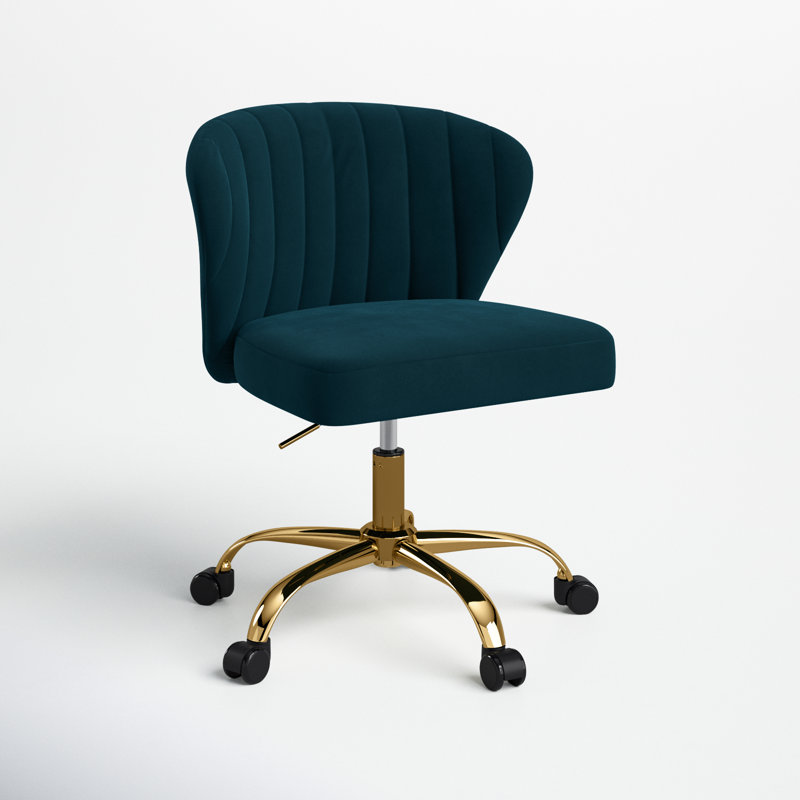 Chaise de travail ergonomique avec dossier capitonné Alice, Sarcelle