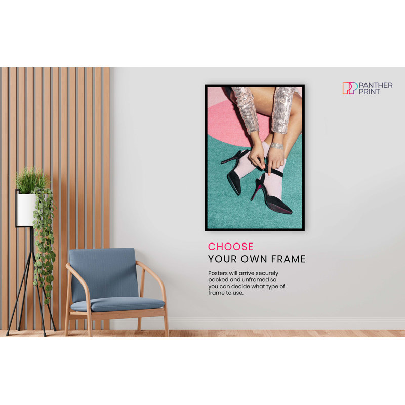 Woman In Sequin Disco Dress And Pink Socks - No Frame Print, 31cm H x 20cm W x 0.5cm D