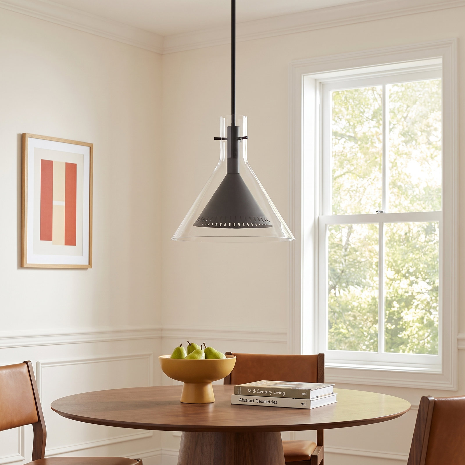 Breathe Single Light Glass Iron Dimmable Pendant, 14" H